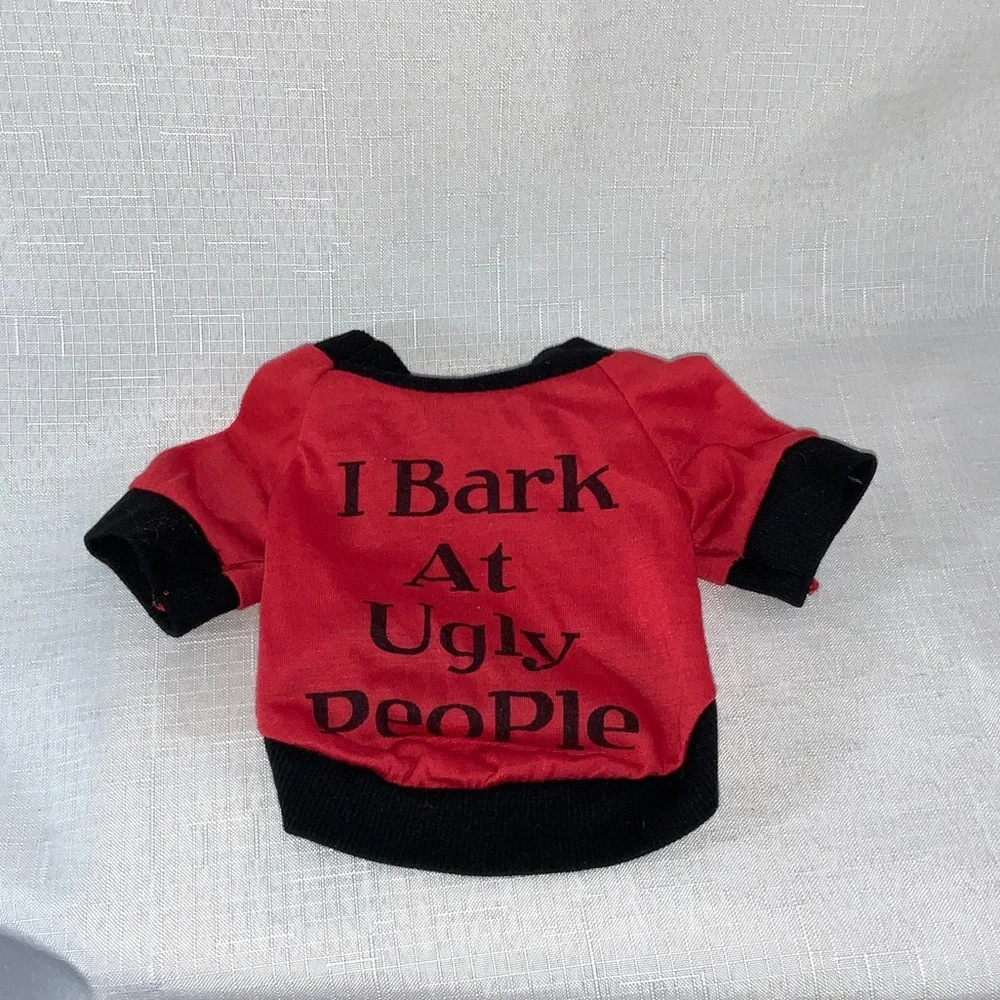 728 10/$50🏄🏻‍♀️ NEW! Red and Black I Bark at Ugly People Dog Shirt Size XS